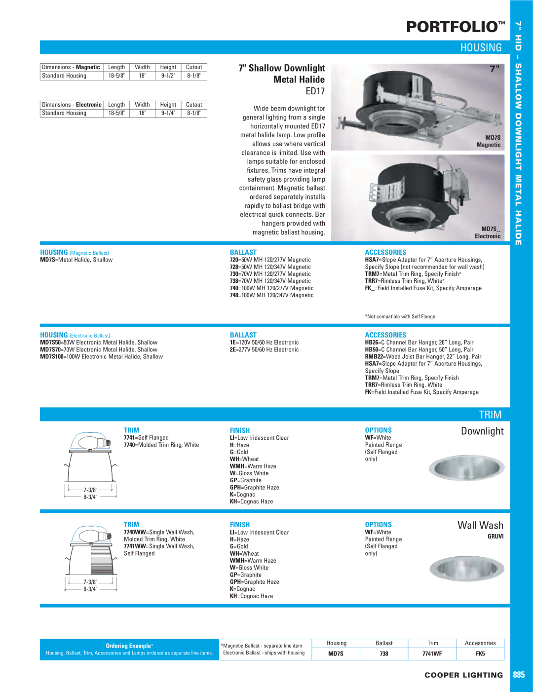 Cooper Lighting 885 dimensions Housing, Trim 