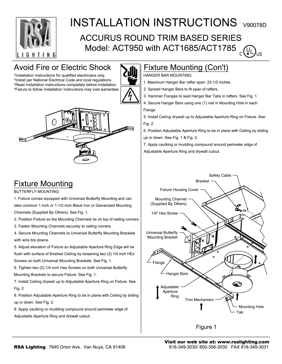 Cooper Lighting ACT1785 manual 