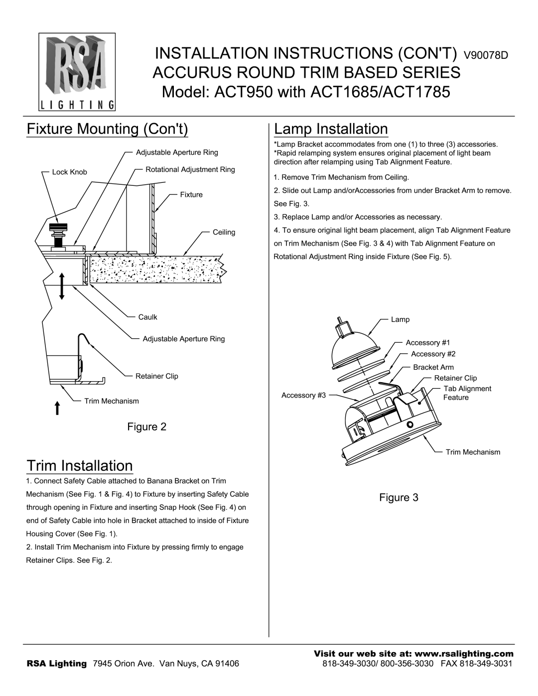 Cooper Lighting ACT1785 manual 