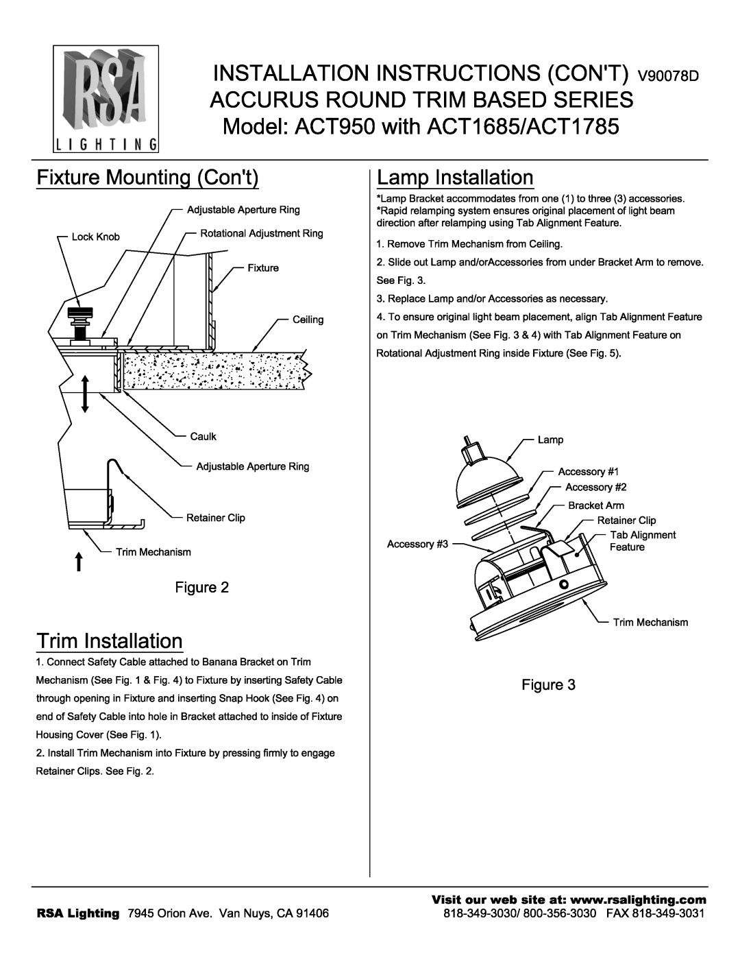Cooper Lighting ACT1785 manual 
