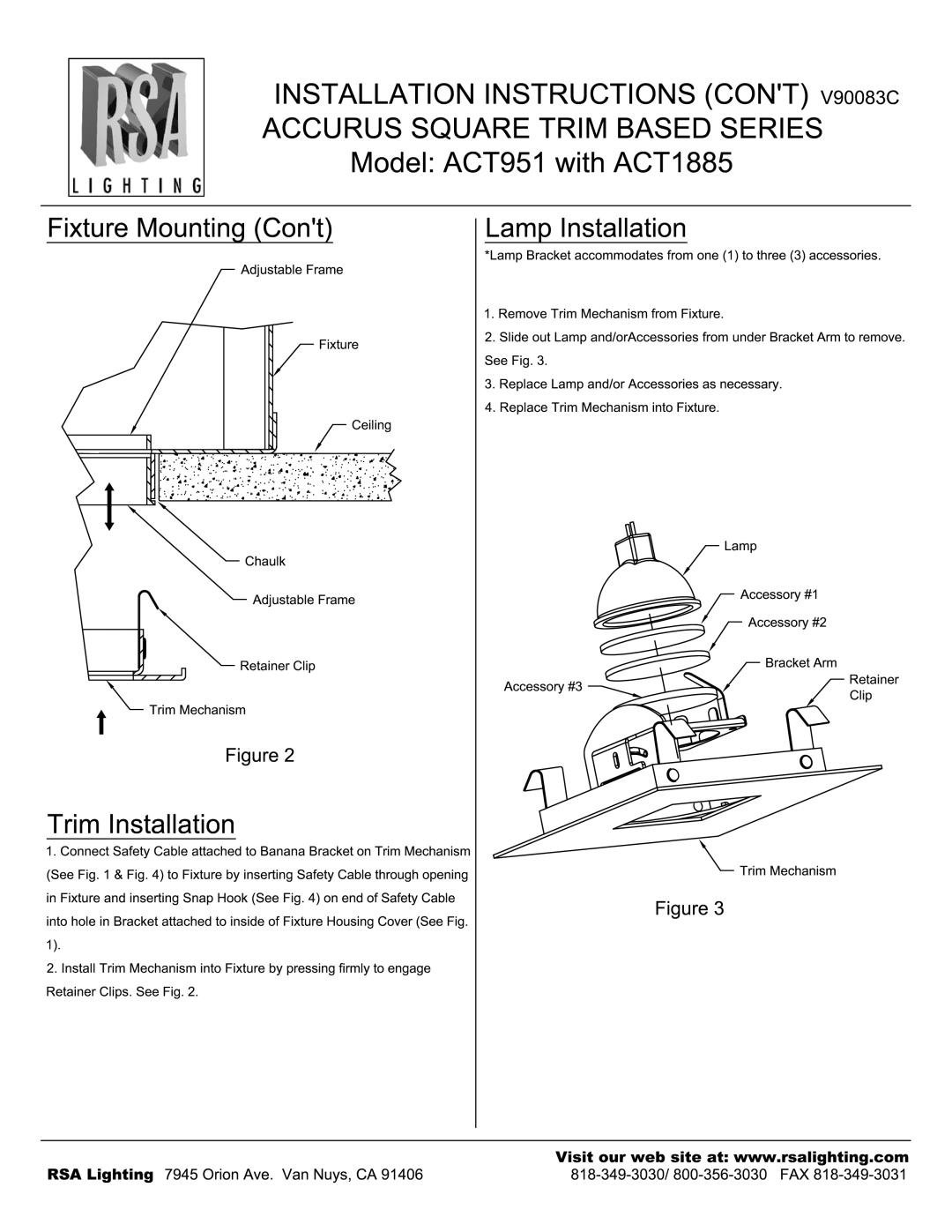 Cooper Lighting ACT1885 manual 
