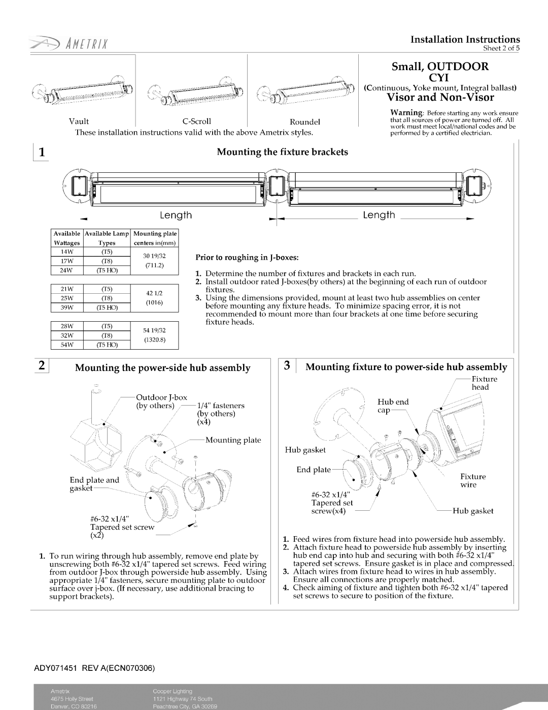 Cooper Lighting ADY071451 manual 