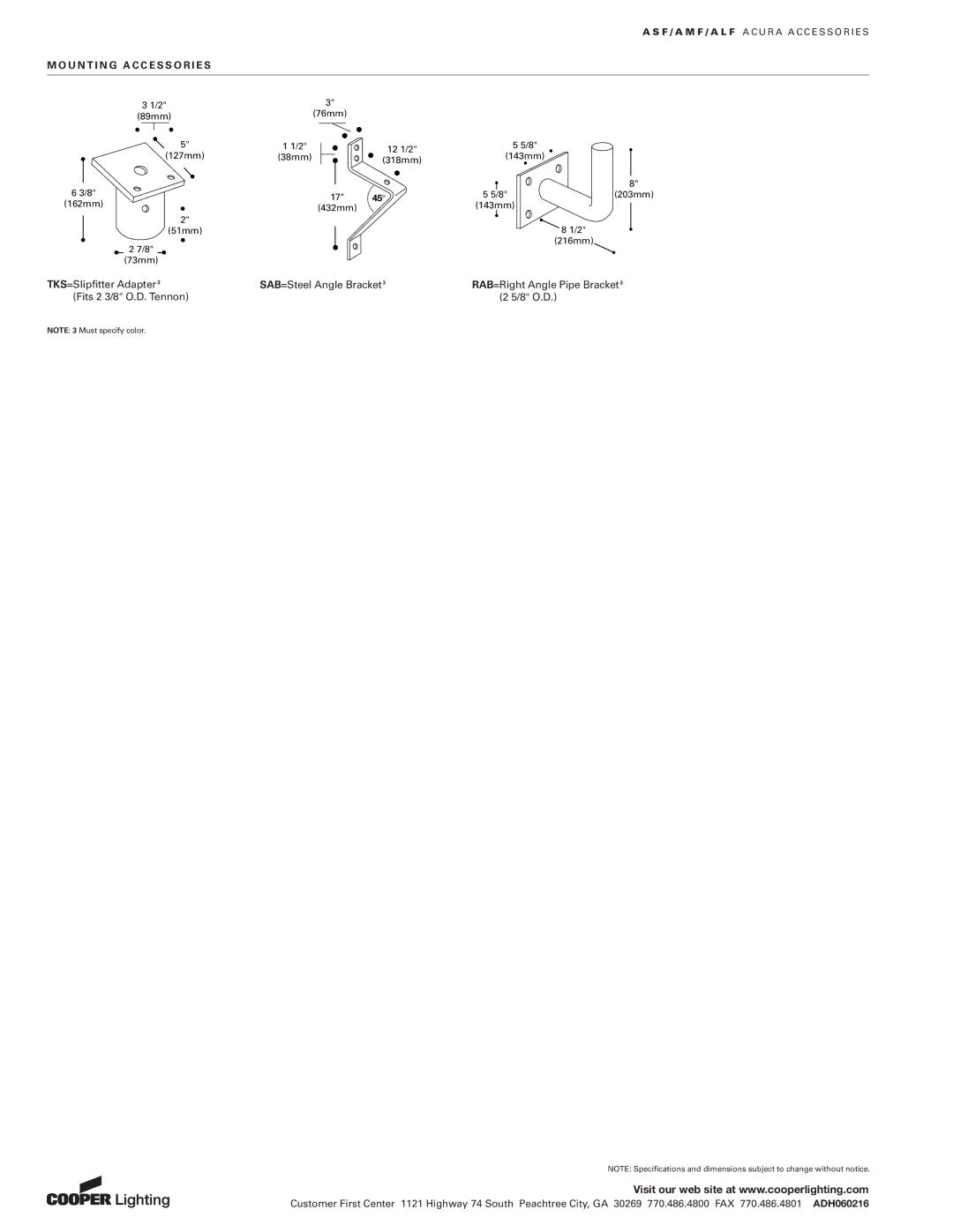 Cooper Lighting ASF, AMF, ALF manual U N T I N G a C C E S S O R I E S 