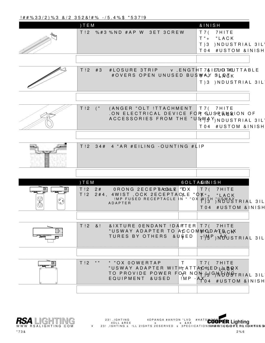 Cooper Lighting AR60S specifications Accessories for Surface Mounted Busway, AR60ECS, AR60RCTL 