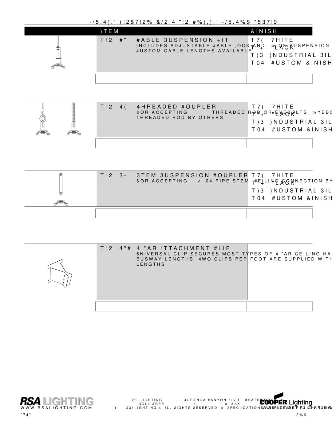 Cooper Lighting AR60T Mounting Hardware for T-BAR Ceiling Mounted Busway, AR60CB Cable Suspension Kit WH White 