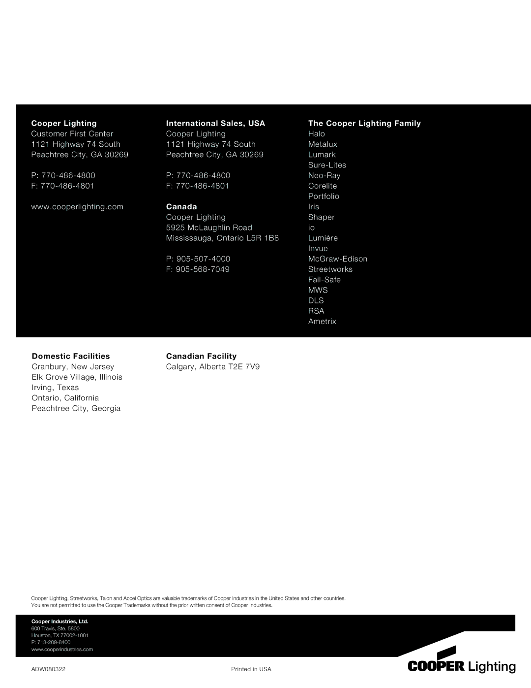 Cooper Lighting Area Luminaire manual Canada 