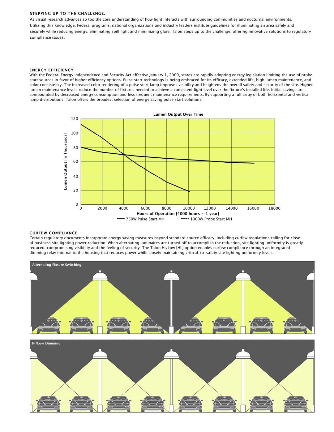 Cooper Lighting Area Luminaire manual Stepping UP to the Challenge, Energy Efficiency, Curfew Compliance 