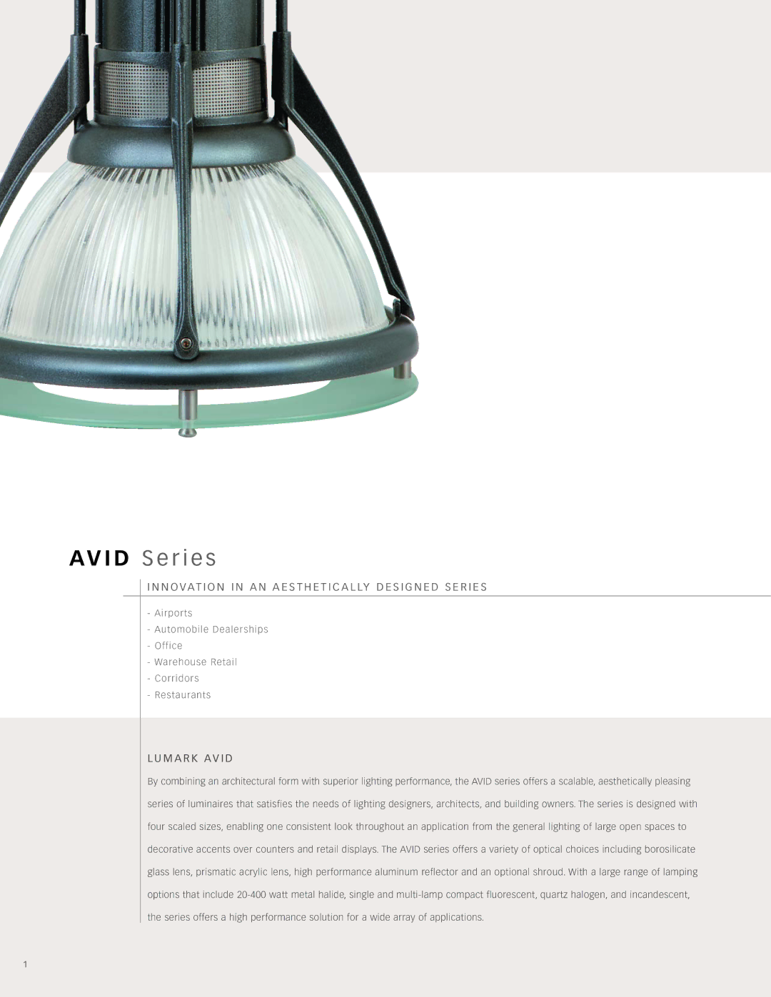 Cooper Lighting AVID Series manual AV I D S e r i e s 