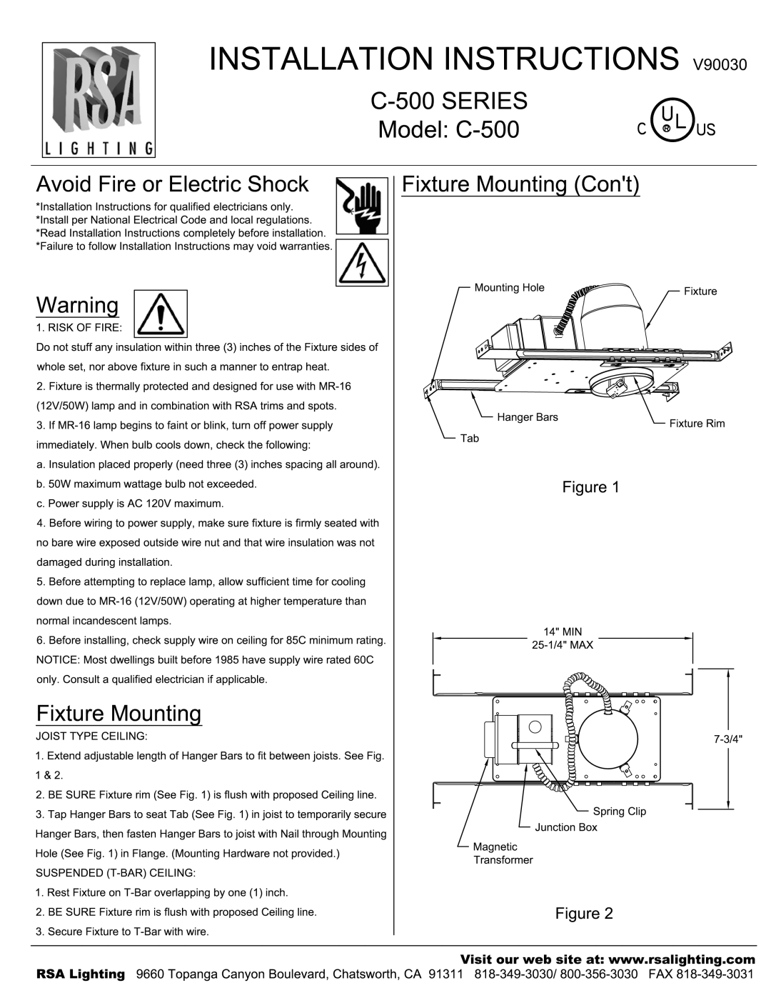 Cooper Lighting C500 manual 