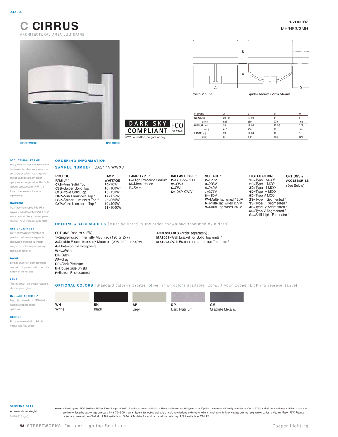 Cooper Lighting CAS17MWW3D manual D E R I N G I N F O R M At I O N 