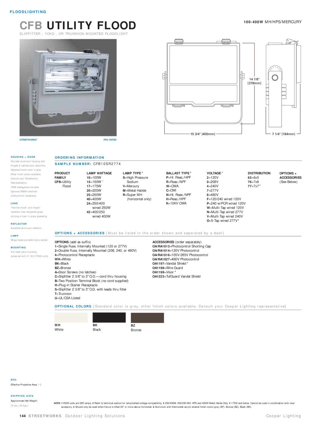 Cooper Lighting CFB10SR2774 manual =Cwa, =Cwi, =10KV CWA 