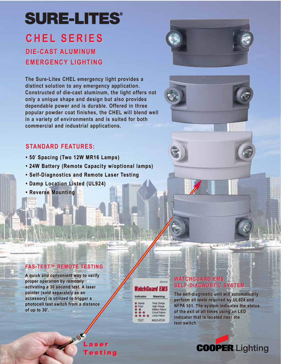 Cooper Lighting Chel Series manual FAS-TEST Remote Testing, Watchguard EMS SELF-DIAGNOSTIC System 