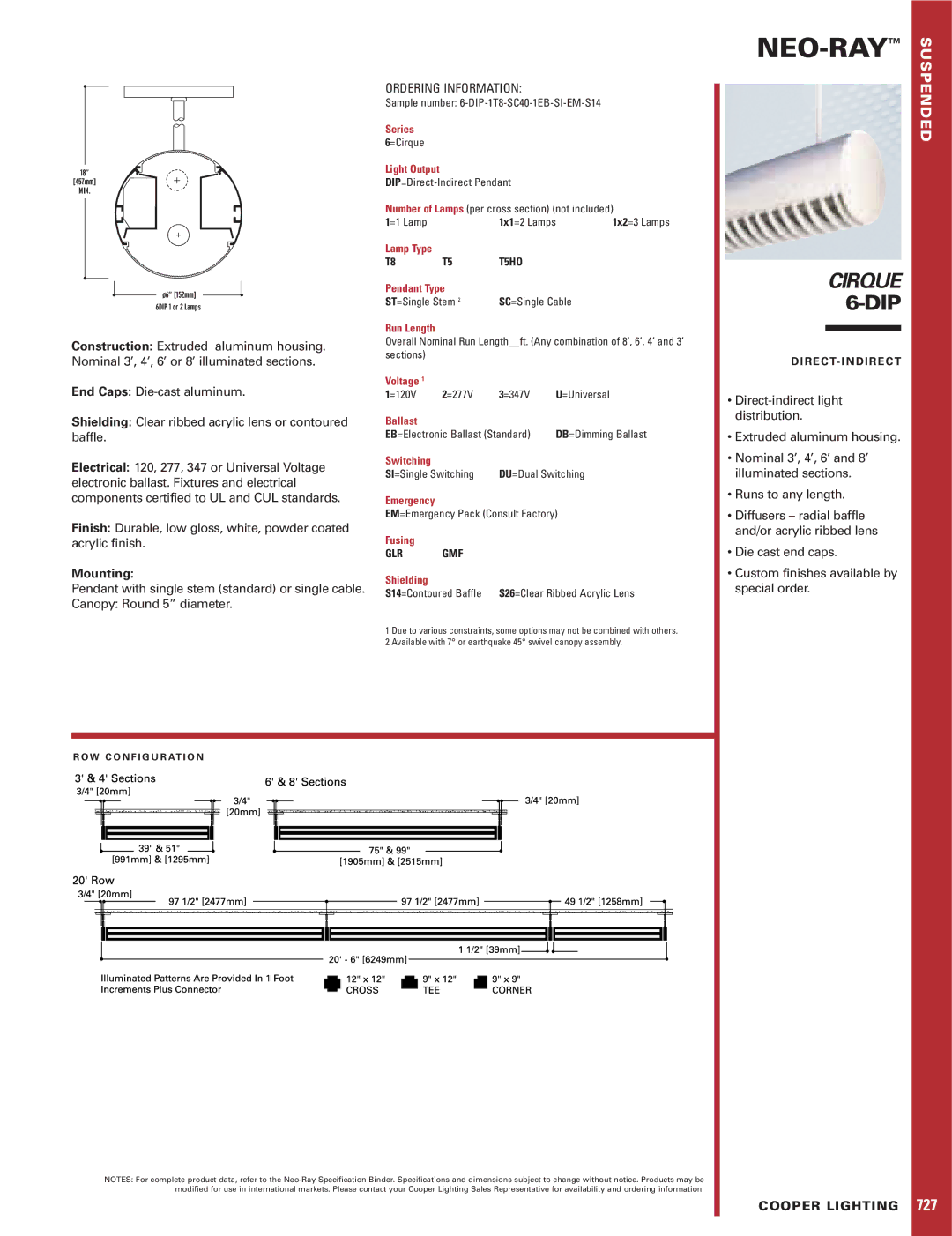 Cooper Lighting Cirque 6-DIP specifications Neo-Ray, Mounting, Ordering Information 