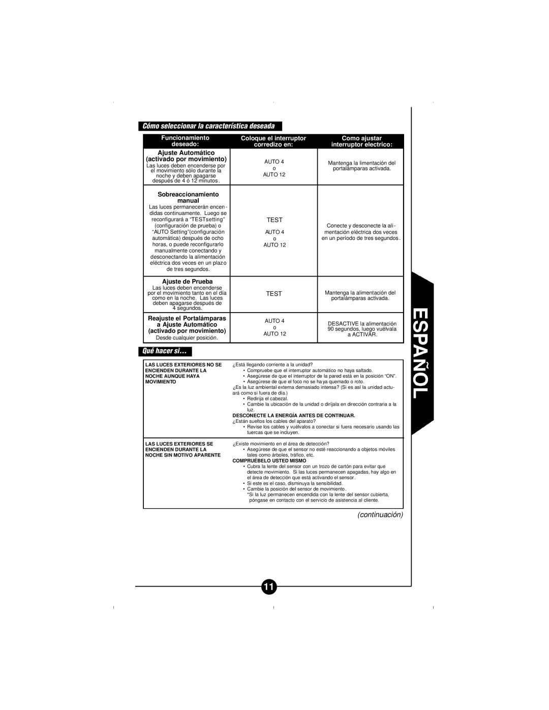 Cooper Lighting CMSRU180W instruction manual Cómo seleccionar la característica deseada, Qué hacer si 