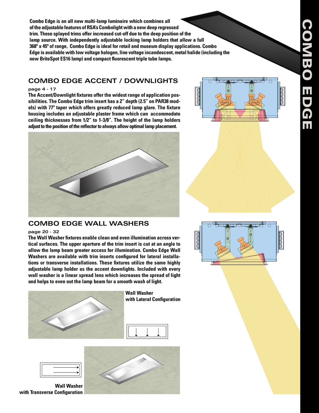 Cooper Lighting manual Combo Edge Accent / Downlights, Wall Washer With Lateral Configuration 