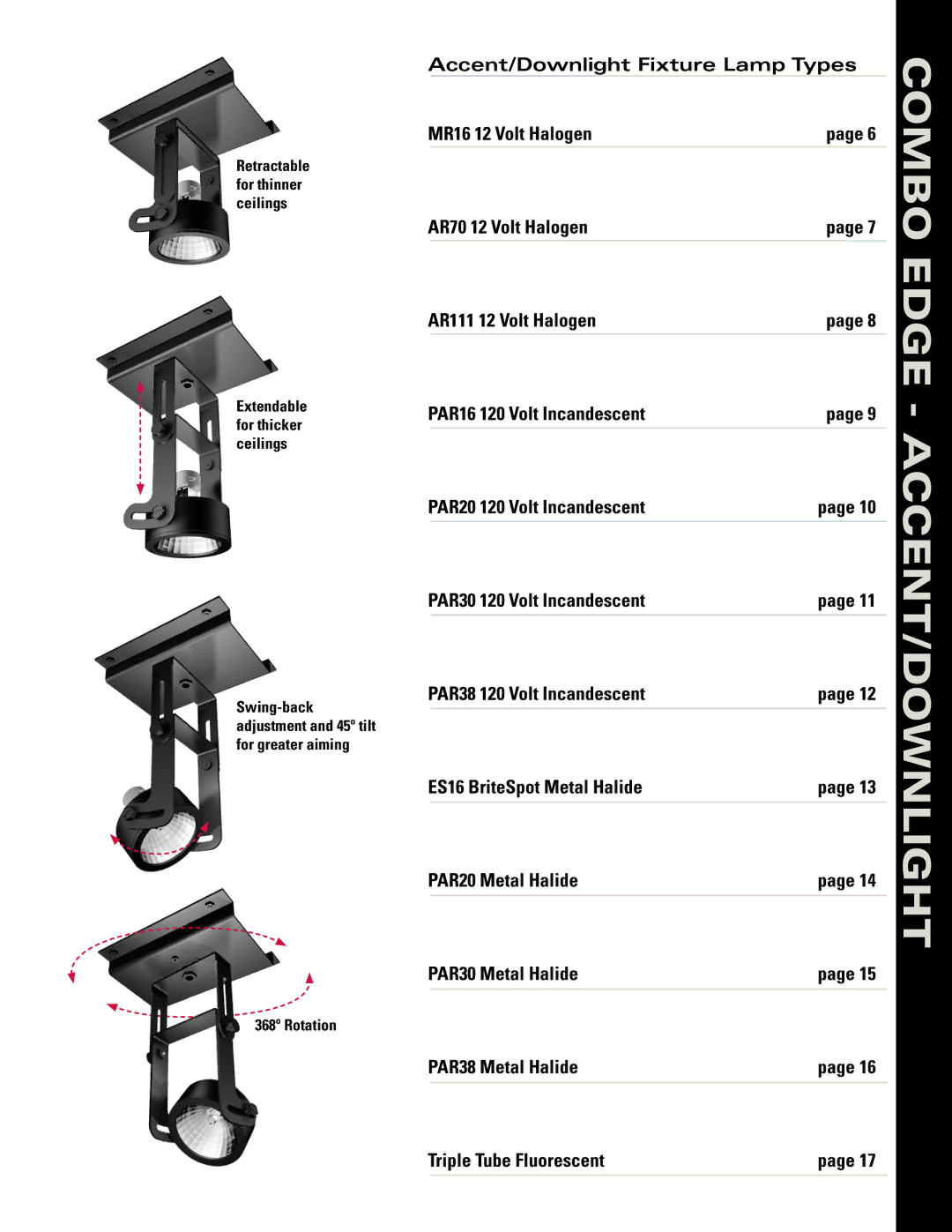 Cooper Lighting manual Combo Edge ACCENT/DOWNLIGHT, 368º Rotation 