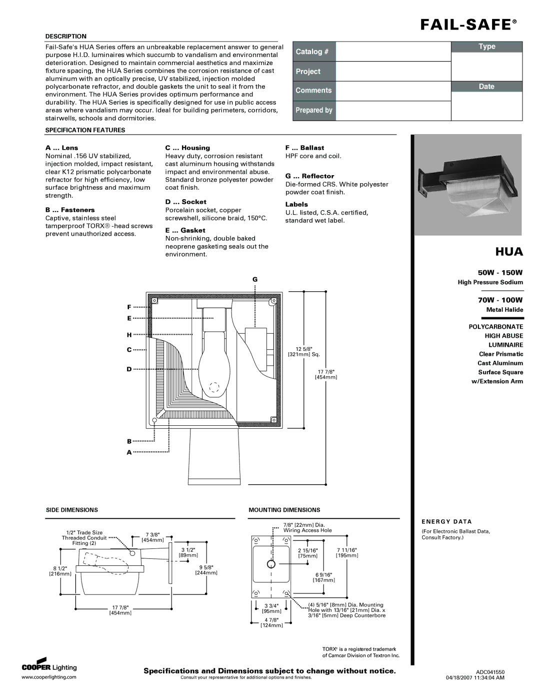 Cooper Lighting CS 3009 specifications Lens, Fasteners, Housing, Socket, Gasket, Ballast, Reflector, Labels 