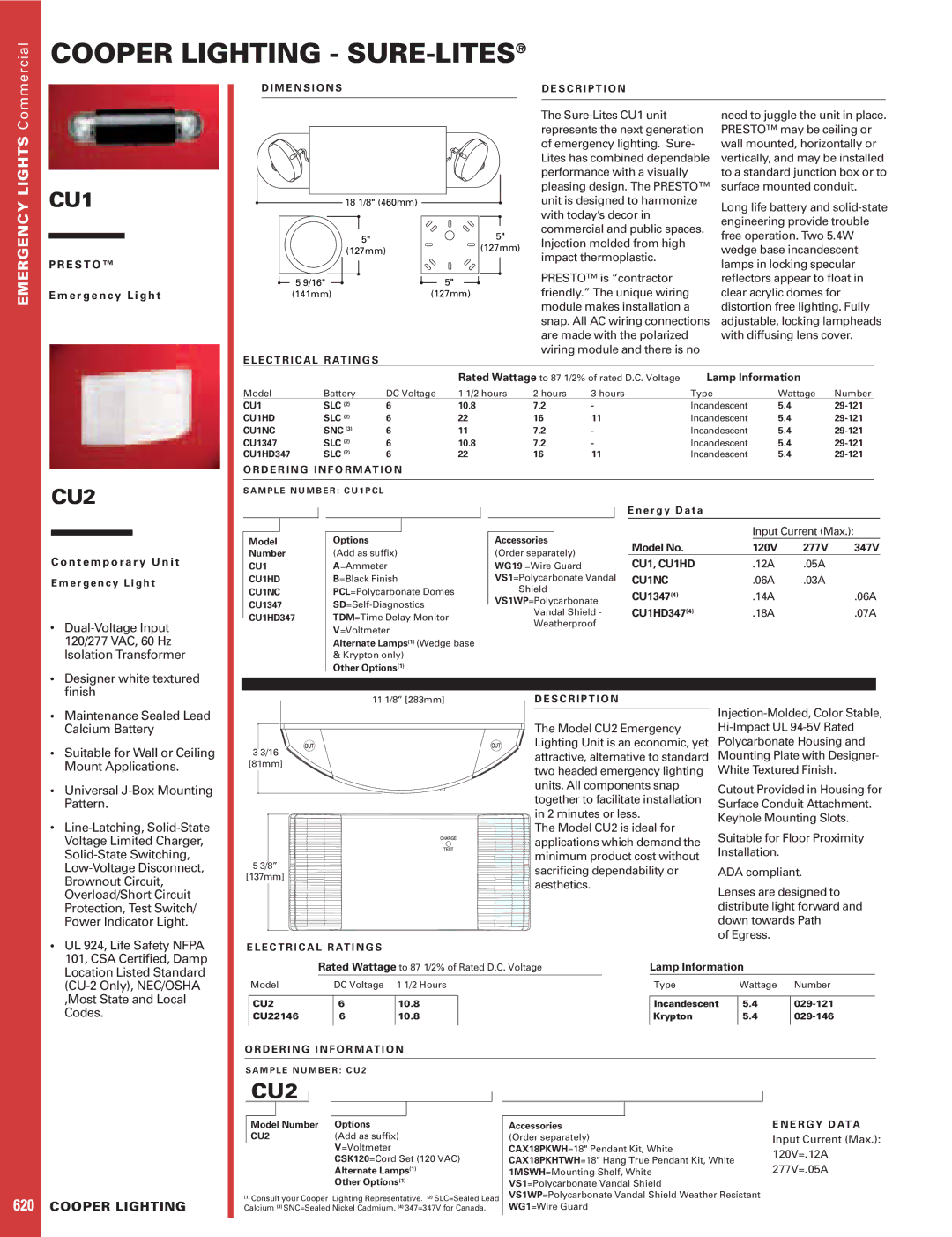 Cooper Lighting CU1 dimensions CU2 