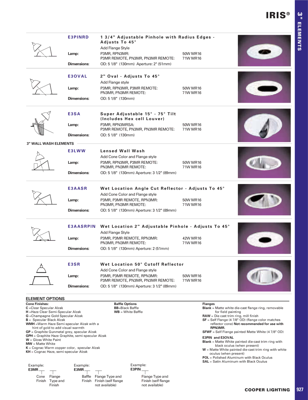 Cooper Lighting E3MRAABB, E3PINCLOSET, E3PINLARGE, E3SLOT, E3MRBB, E3AA20, E3DNPIN I N R D, V a L, S a, W W, A S R 