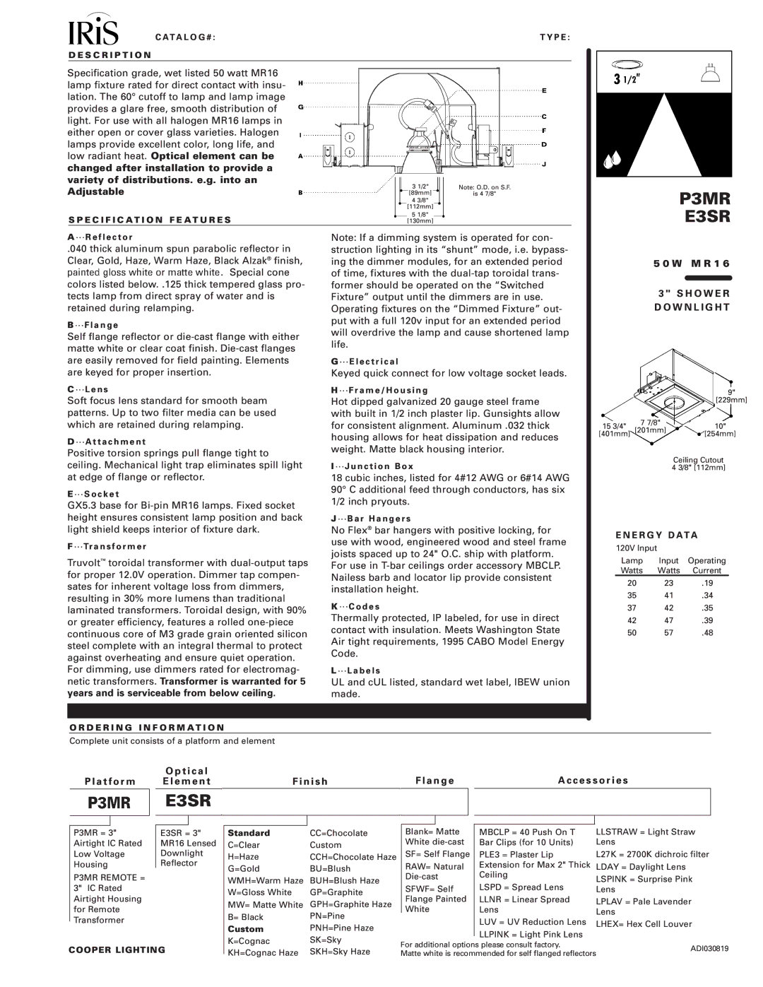 Cooper Lighting E3SR manual  ,        ,         