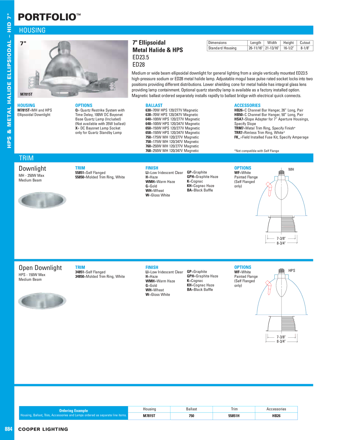 Cooper Lighting ED23.5, ED28 dimensions Housing, Trim, Open Downlight 