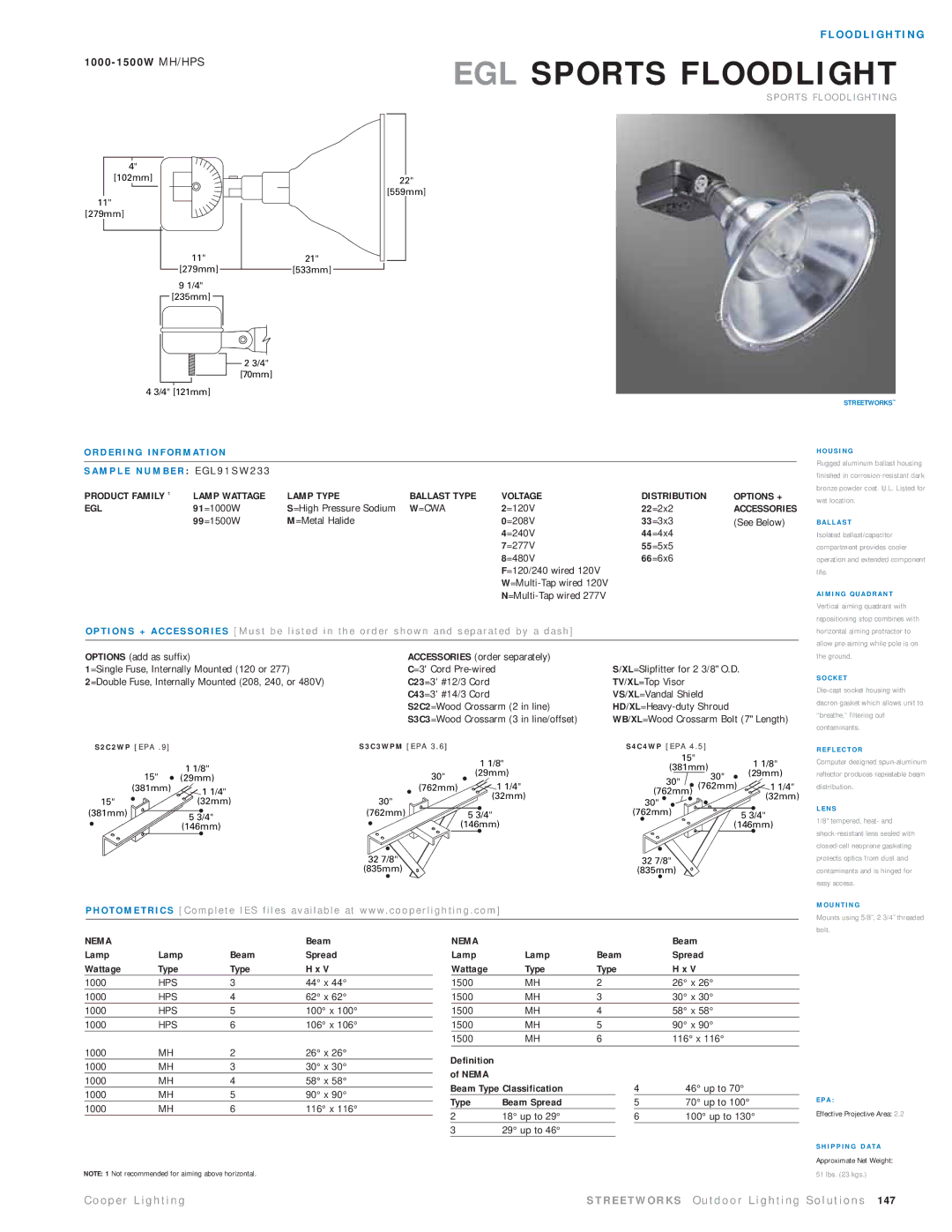 Cooper Lighting EGL91SW233 manual Streetworks, U S I N G, L L a S T, M I N G Q U a D R a N T, C K E T, F L E C T O R, N S 