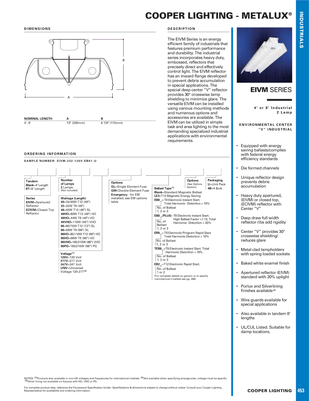Cooper Lighting EIVM Series dimensions Cooper Lighting Metalux, Eivm Series 