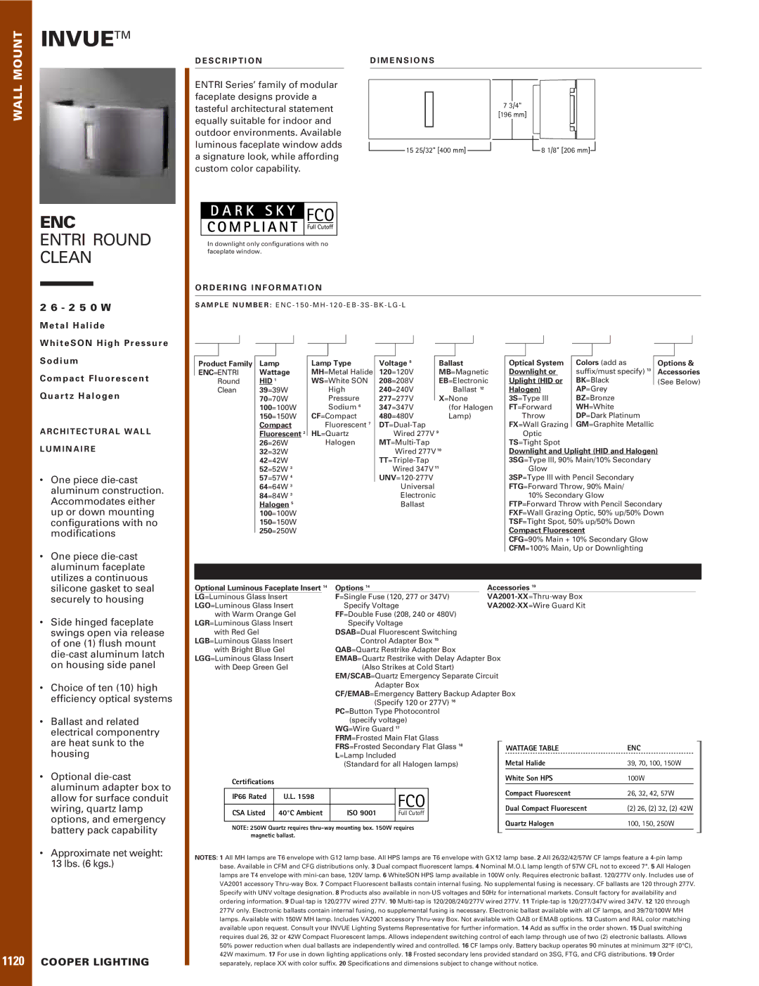 Cooper Lighting ENC dimensions M p a c t F l u o r e s c e n t Q u a r t z H a l o g e n, Voltage Ballast, Metal Halide 