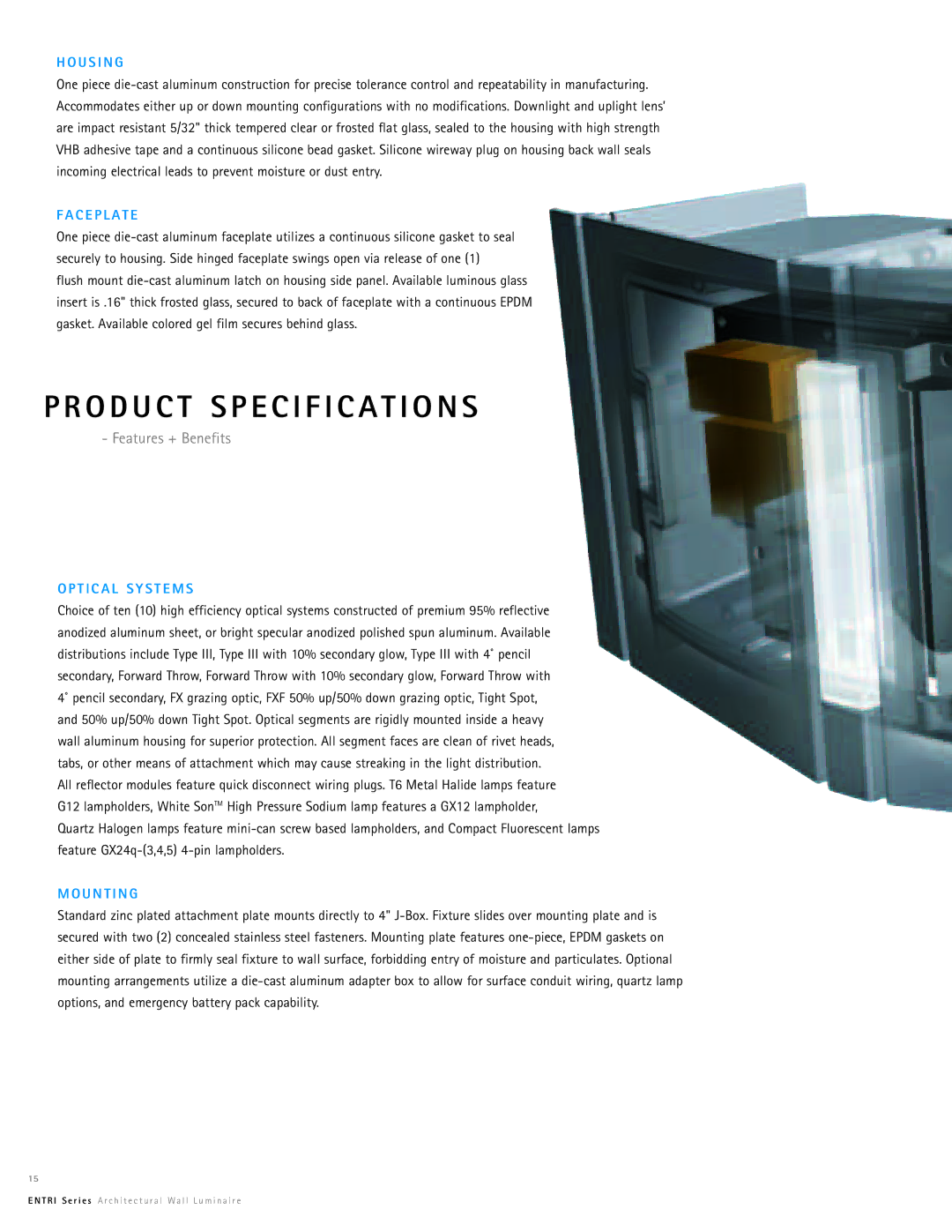 Cooper Lighting Entri Series manual O D U C T Specification S, Features + Benefits 