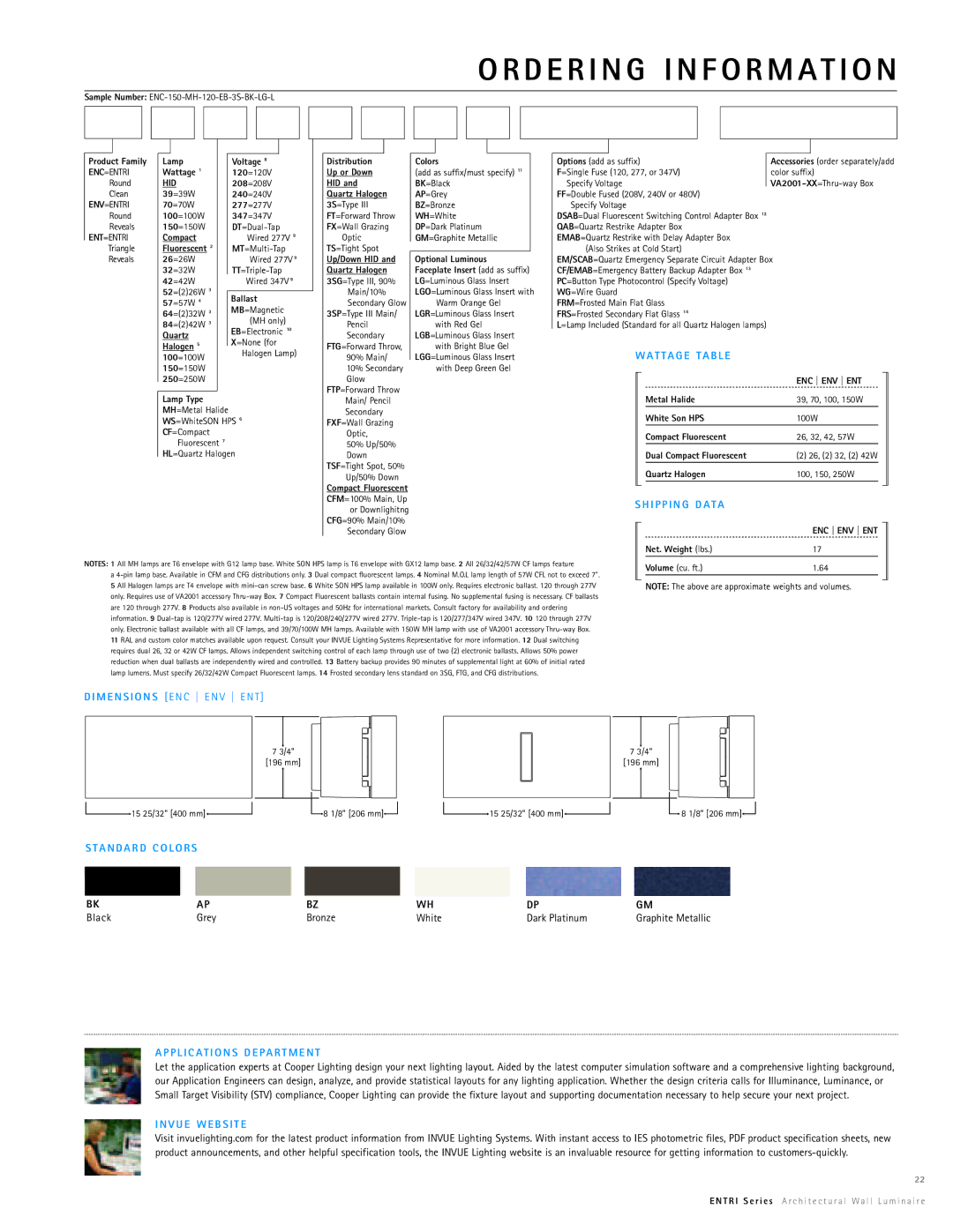 Cooper Lighting Entri Series manual D E R I N G I N F O R M a T I O N 