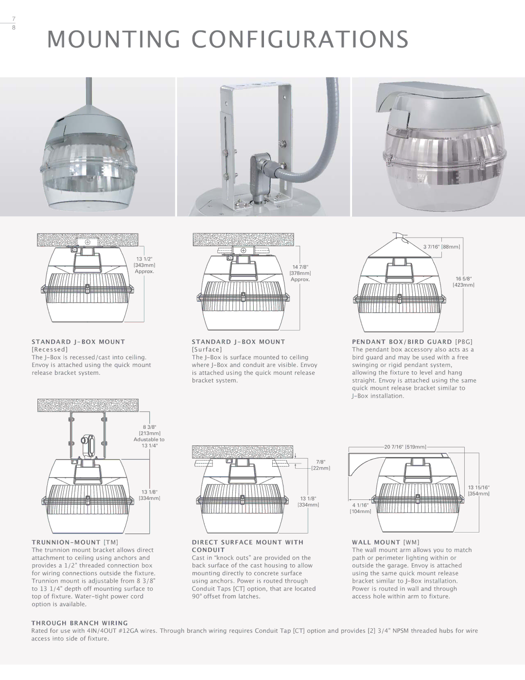 Cooper Lighting Envoy manual Mounting Configurations 