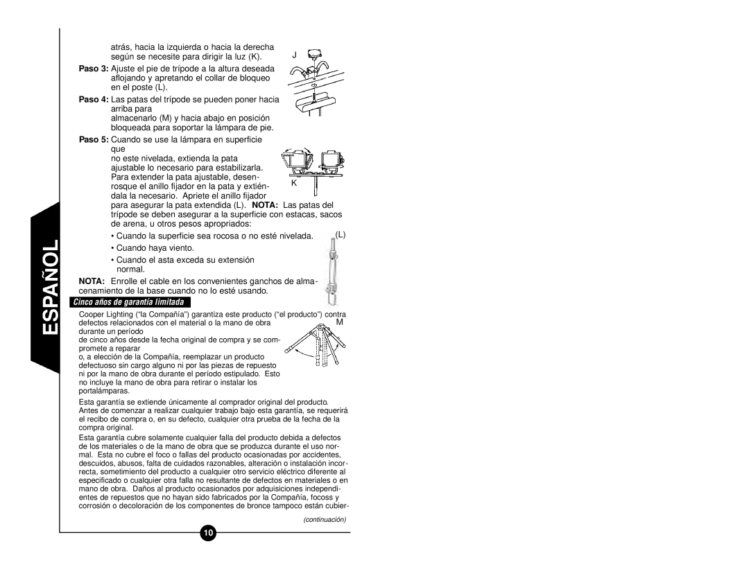 Cooper Lighting FCTS130 instruction manual Cinco años de garantía limitada 