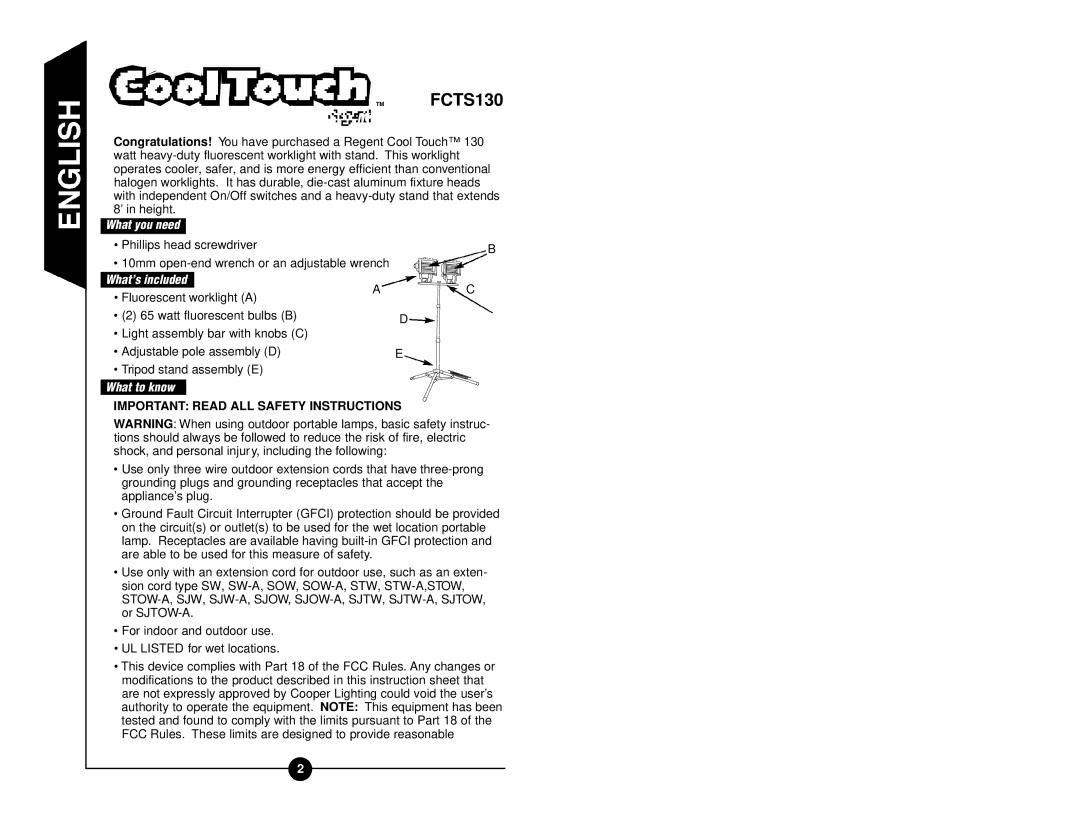 Cooper Lighting FCTS130 instruction manual What you need, What’s included, What to know 