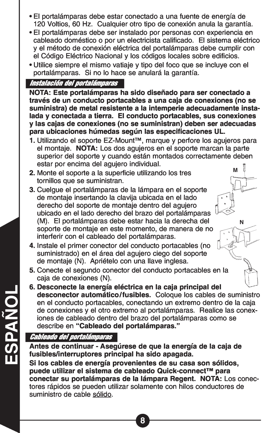 Cooper Lighting GT Series instruction manual Instalación del portalámparas, Cableado del portalámparas, Español 