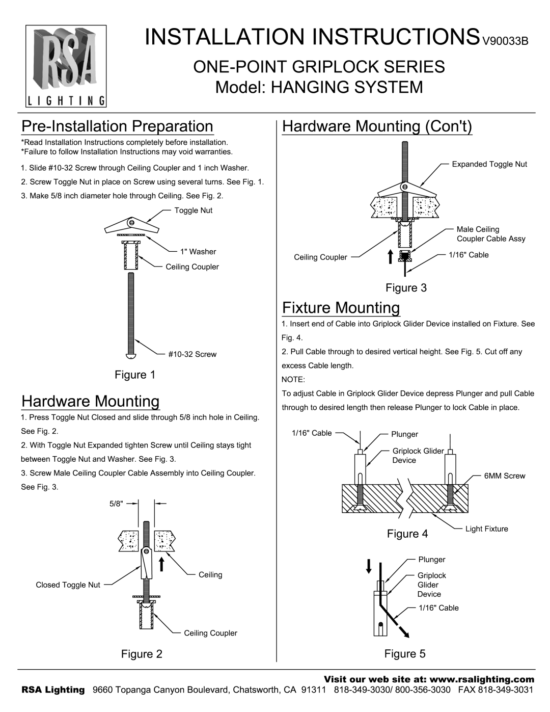 Cooper Lighting Hanging System manual 