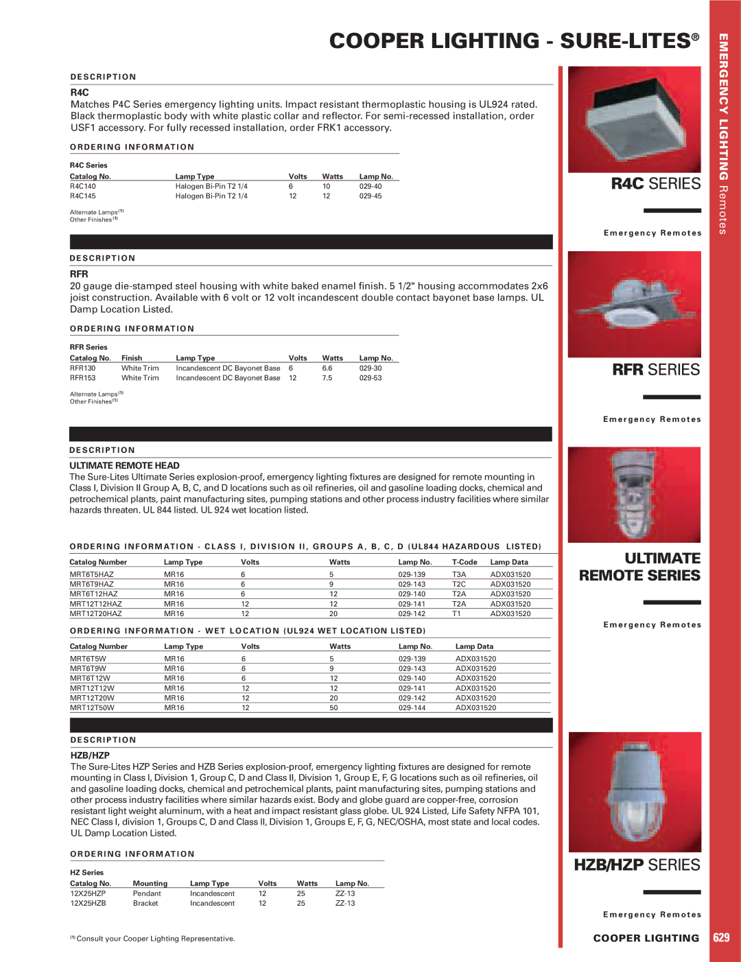 Cooper Lighting HS-80TW manual R4C, Rfr, Cooper Lighting, Ultimate Remote Head, Hzb/Hzp 