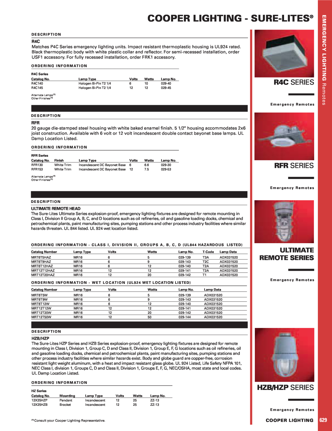 Cooper Lighting HS-80TW manual Cooper Lighting - Sure-Lites, R4C SERIES, Rfr Series, Hzb/Hzp Series, LIGHTING Remotes 