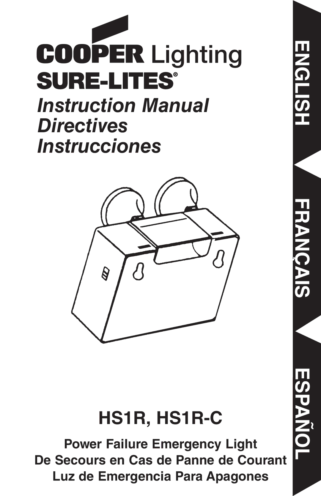 Cooper Lighting Hs 1r, HS1R-C instruction manual English Français, Español 