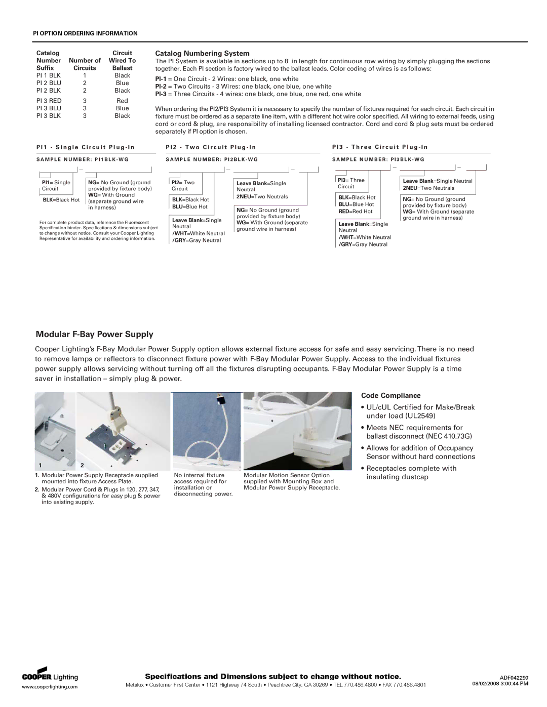 Cooper Lighting I8 Series specifications Number, Circuits Ballast, Leave Blank=Single 