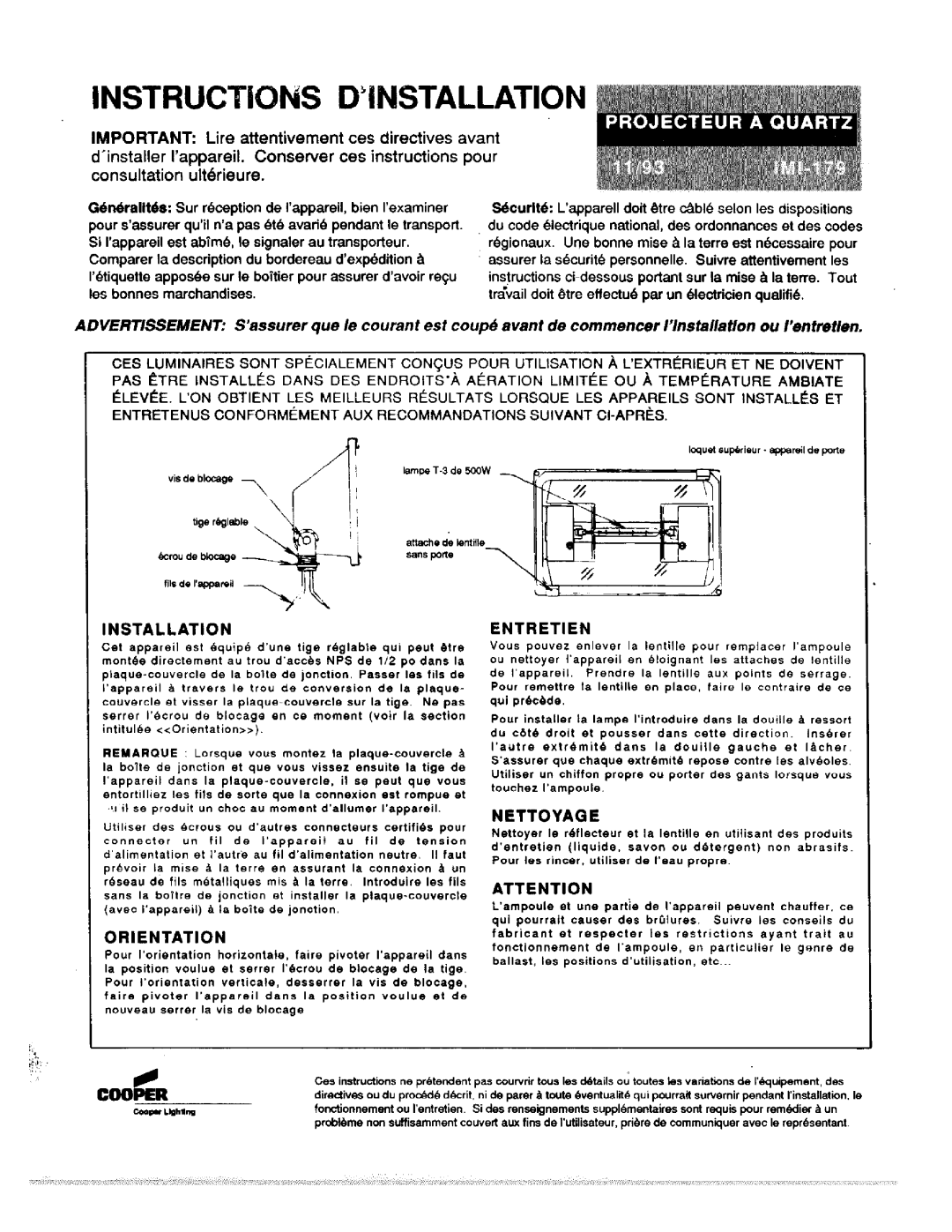 Cooper Lighting IMI-179 manual 