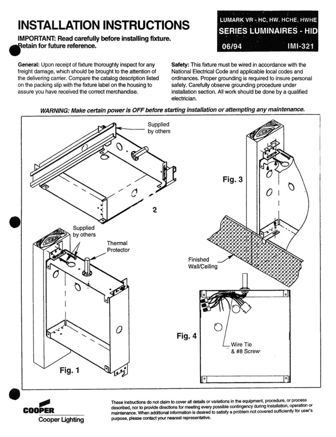 Cooper Lighting IMI-321 manual 