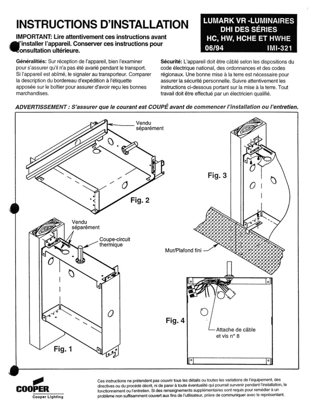 Cooper Lighting IMI-321 manual 