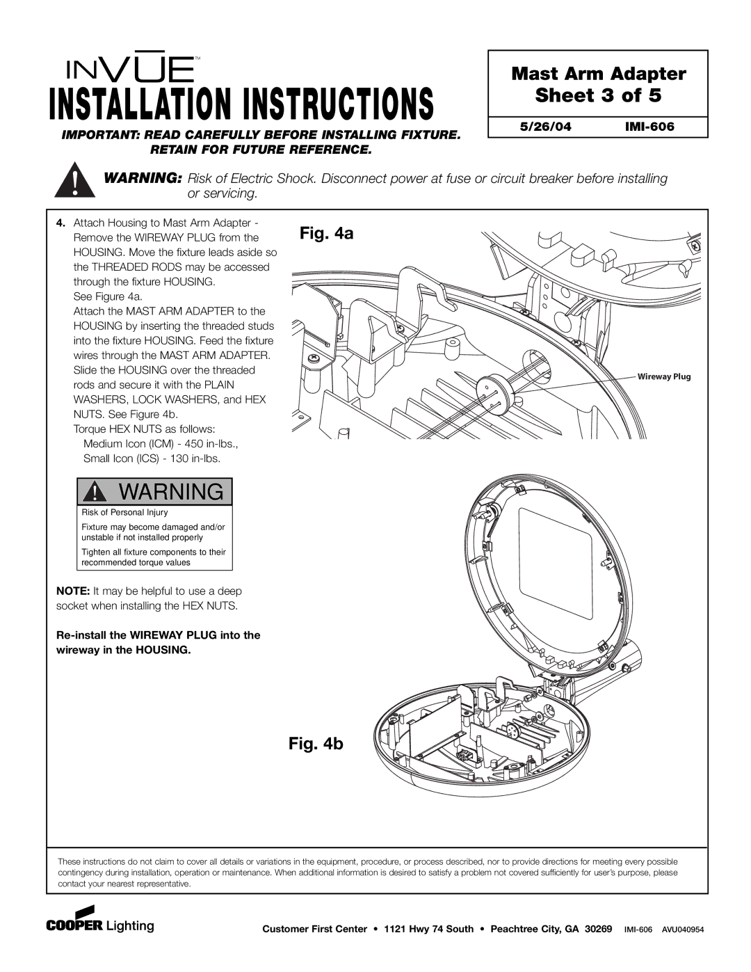 Cooper Lighting IMI-606 installation instructions Sheet 3, Rods and secure it with the Plain 