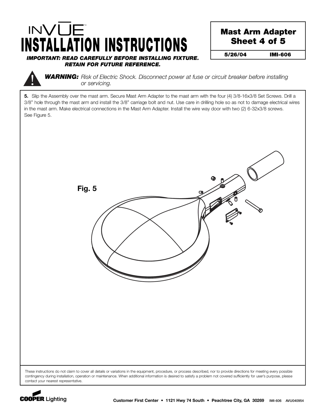 Cooper Lighting IMI-606 installation instructions Sheet 4, See Figure 