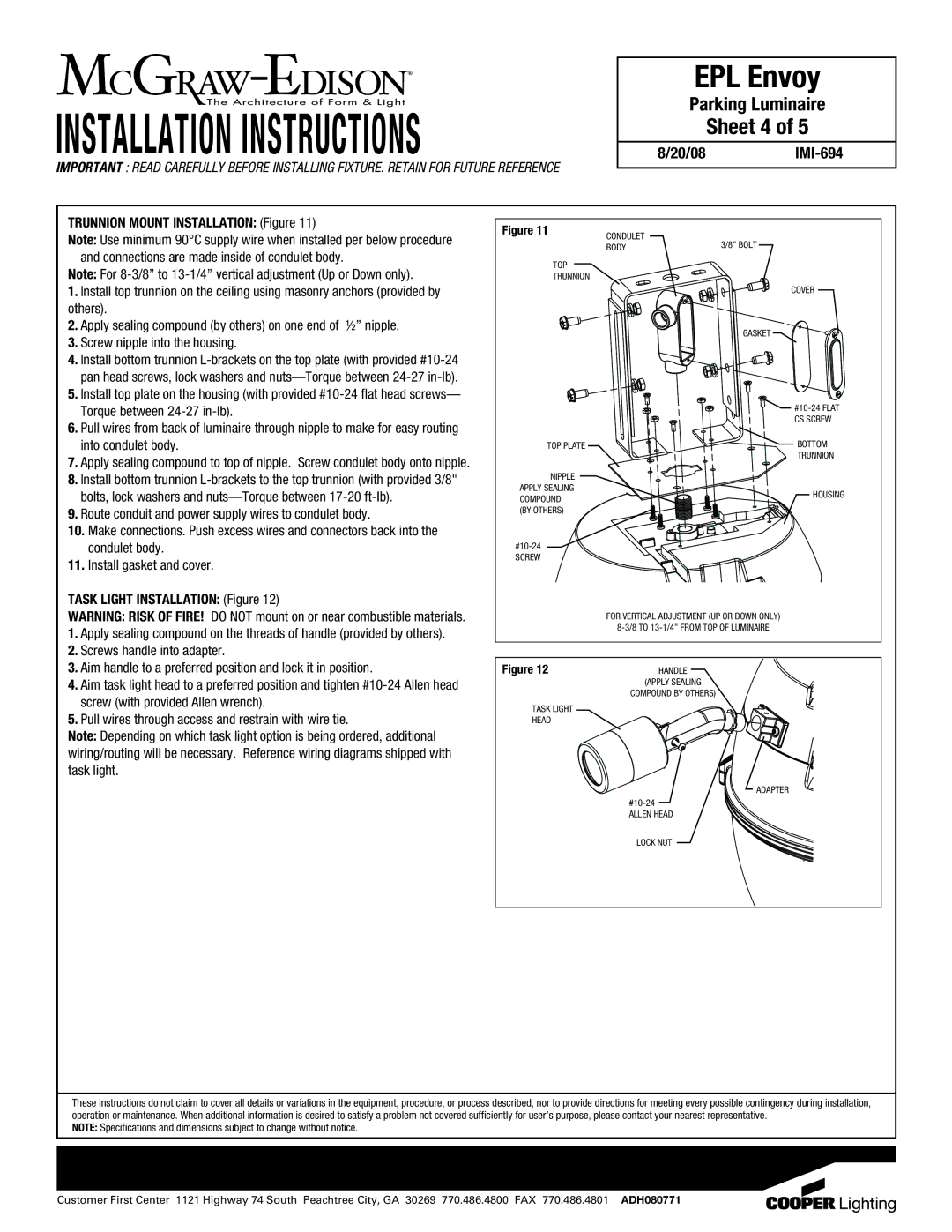 Cooper Lighting IMI-694 specifications Sheet 4 