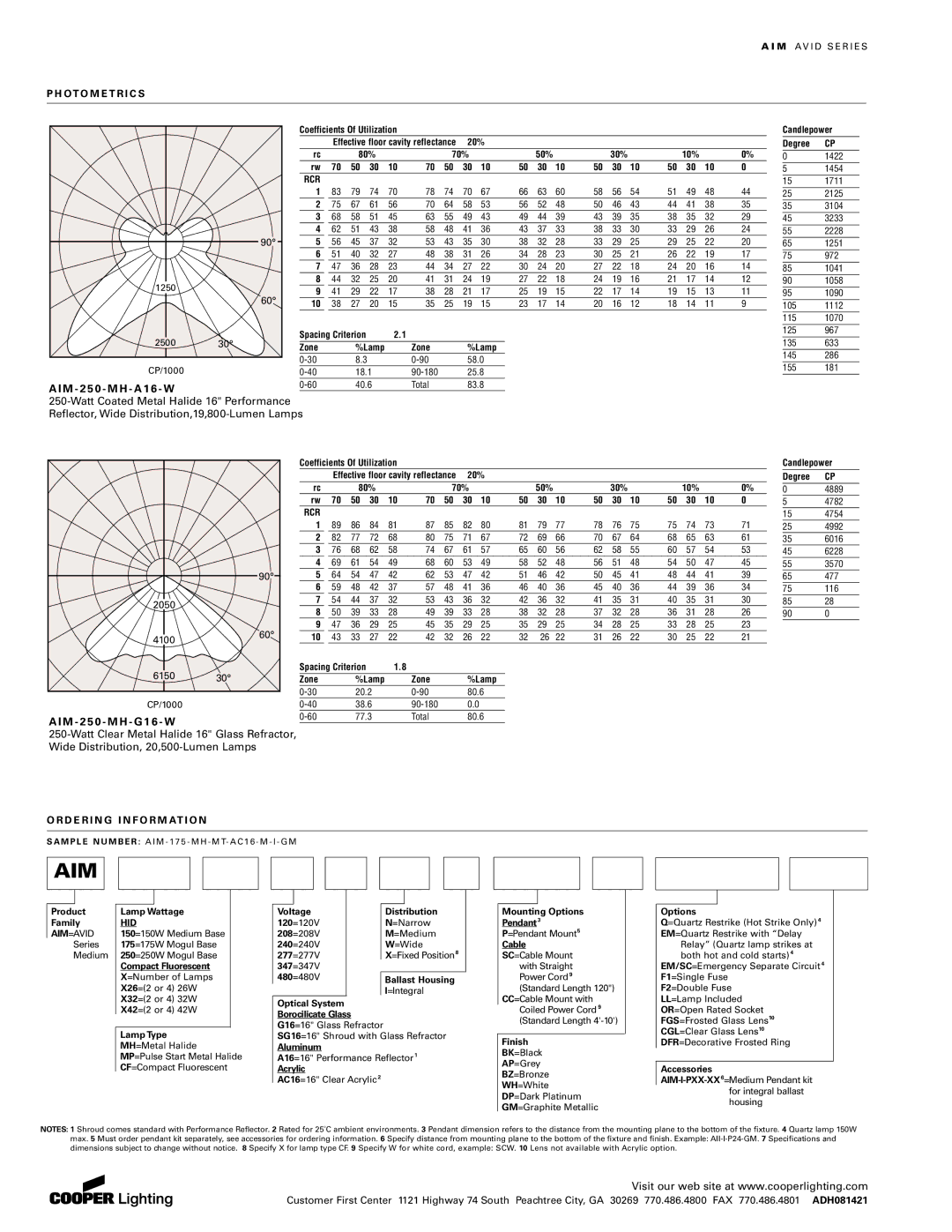 Cooper Lighting K7V dimensions D E R I N G I N F O R M At I O N, Oto M E T R I C S, Rcr, Hid 