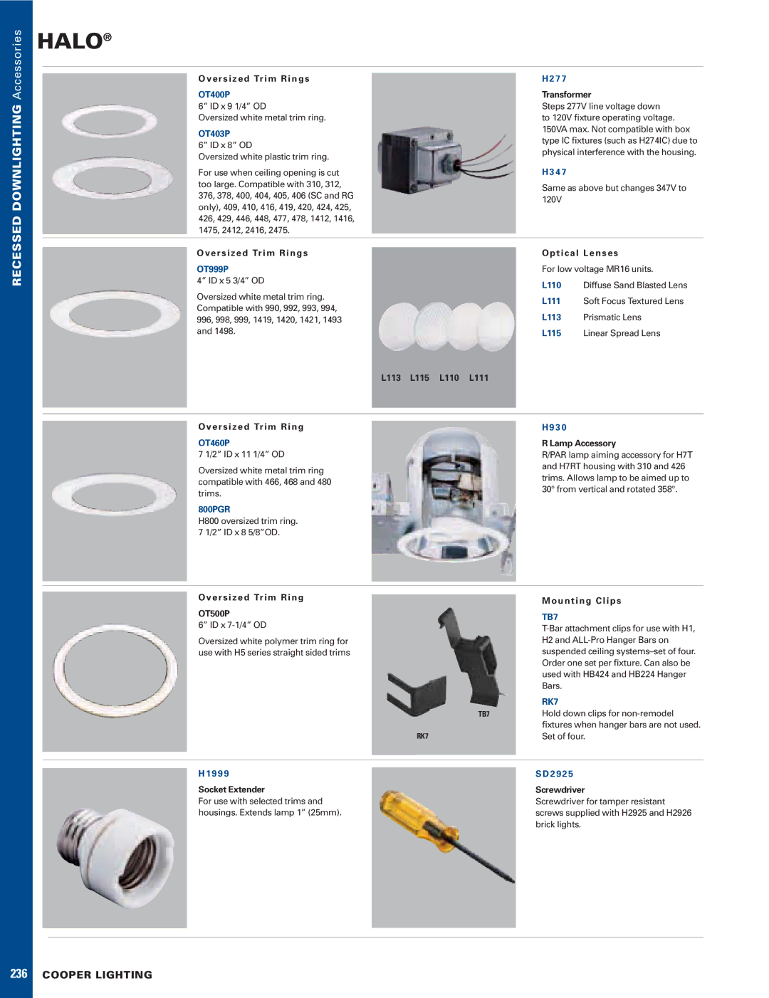 Cooper Lighting manual E r s i z e d Tr i m R i n g s, Transformer, L113 L115 L110 L111 E r s i z e d Tr i m R i n g 