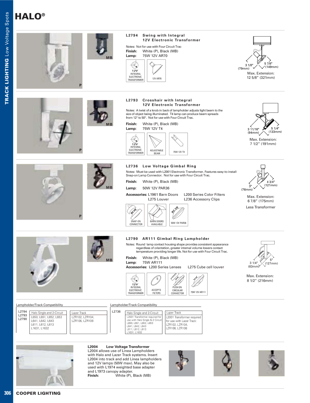 Cooper Lighting L1730, L1738 manual L2004 Low Voltage Transformer 