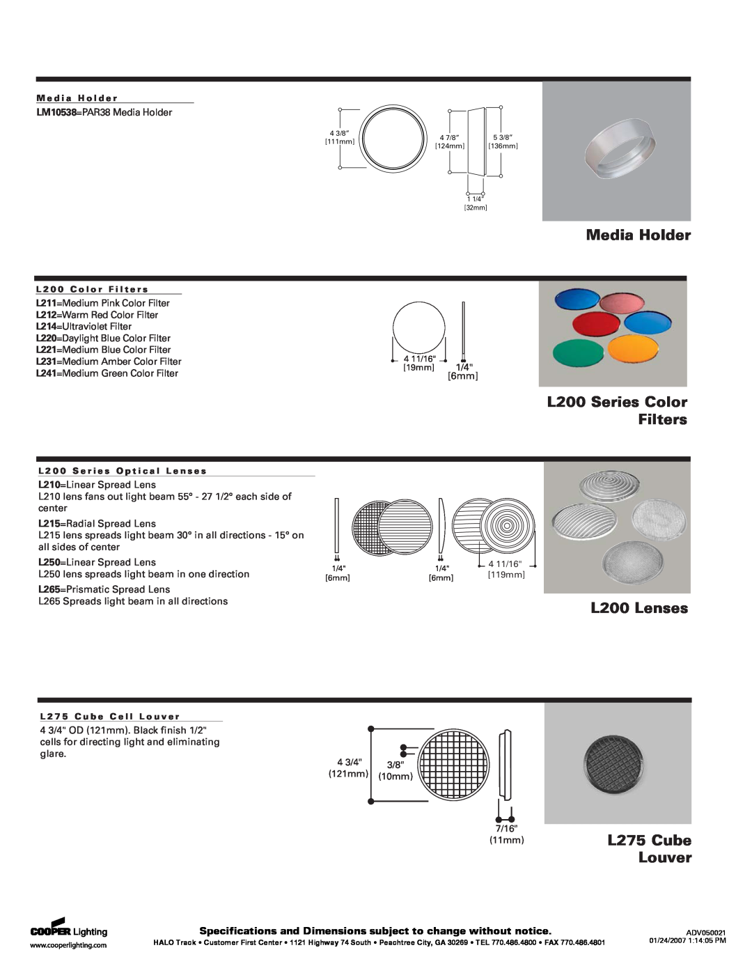 Cooper Lighting L10538, LF10538, LA10538 specifications Media Holder 