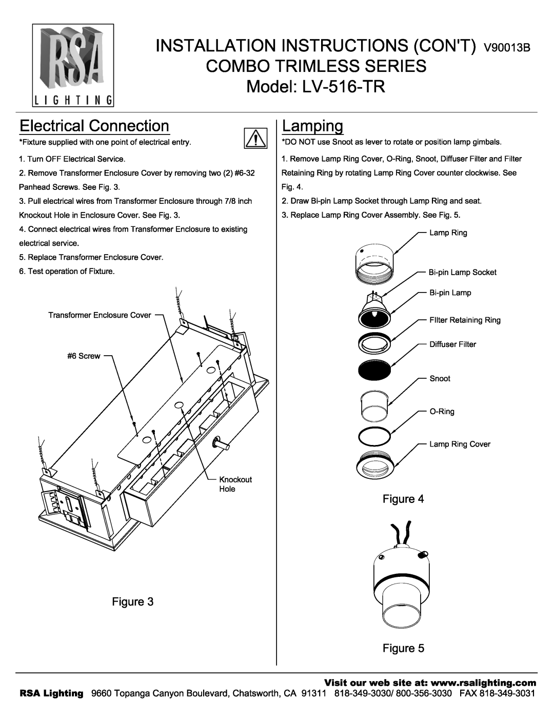 Cooper Lighting LV-516-TR manual 